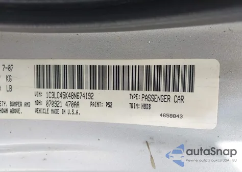 2008 Chrysler Sebring Lx from USA, damaged, VIN 1C3LC45K48N674192